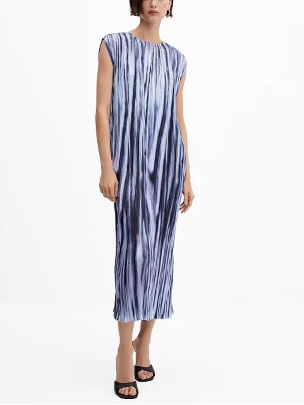 NEW MNG Mango Purple Tie Dye Crepe Midi Shift Dress